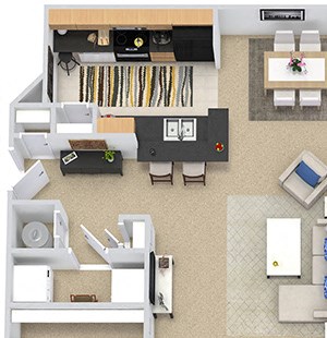 Heritage with Fenced-in Yard Heritage with Fenced-in Yard 3D 2 bedroom apartment. Kitchen with bartop open to living & dining rooms. 1 full bathroom, double vanity. Walk-in closet. Patio/balcony with storage & yard.